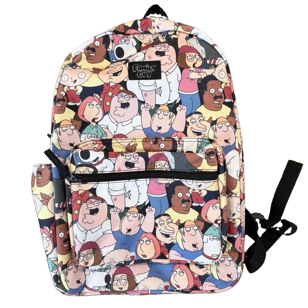 ⁠RARE Family Guy Backpack Bioworld Prototype Sample Tag All Over Print AOP NWT⁠